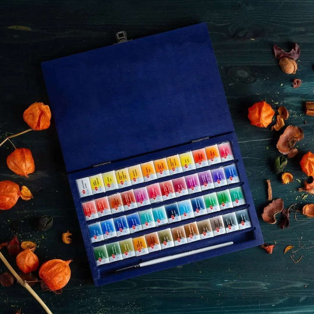 White Nights Artist Grade Watercolors Set Of 48 Wooden Box 2