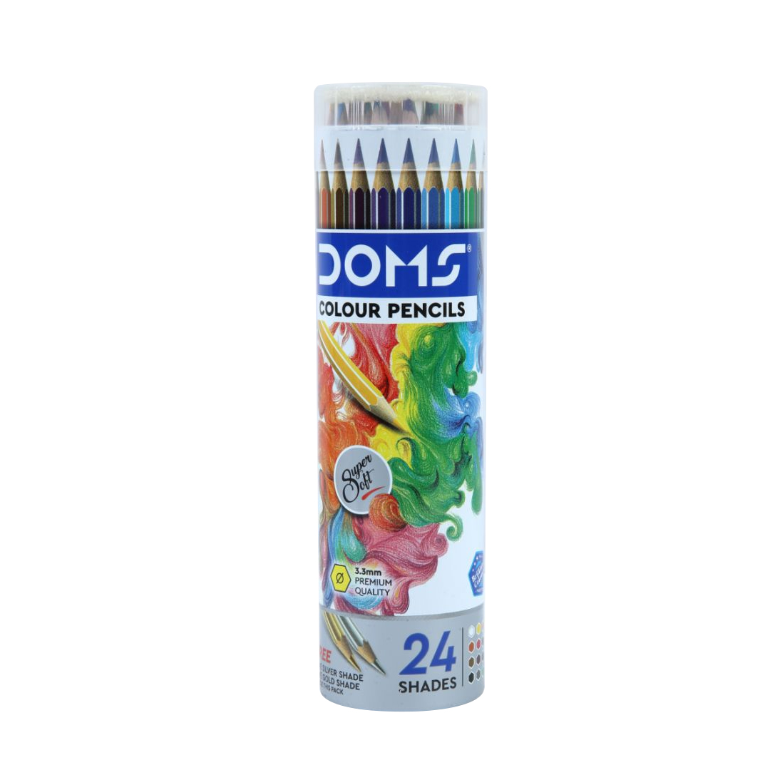 DOMS Colour Pencil Round Tin Pack 24 Shades
