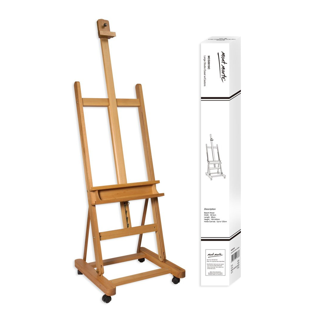 Mont Marte Large Studio Easel wcastors Beech Wood